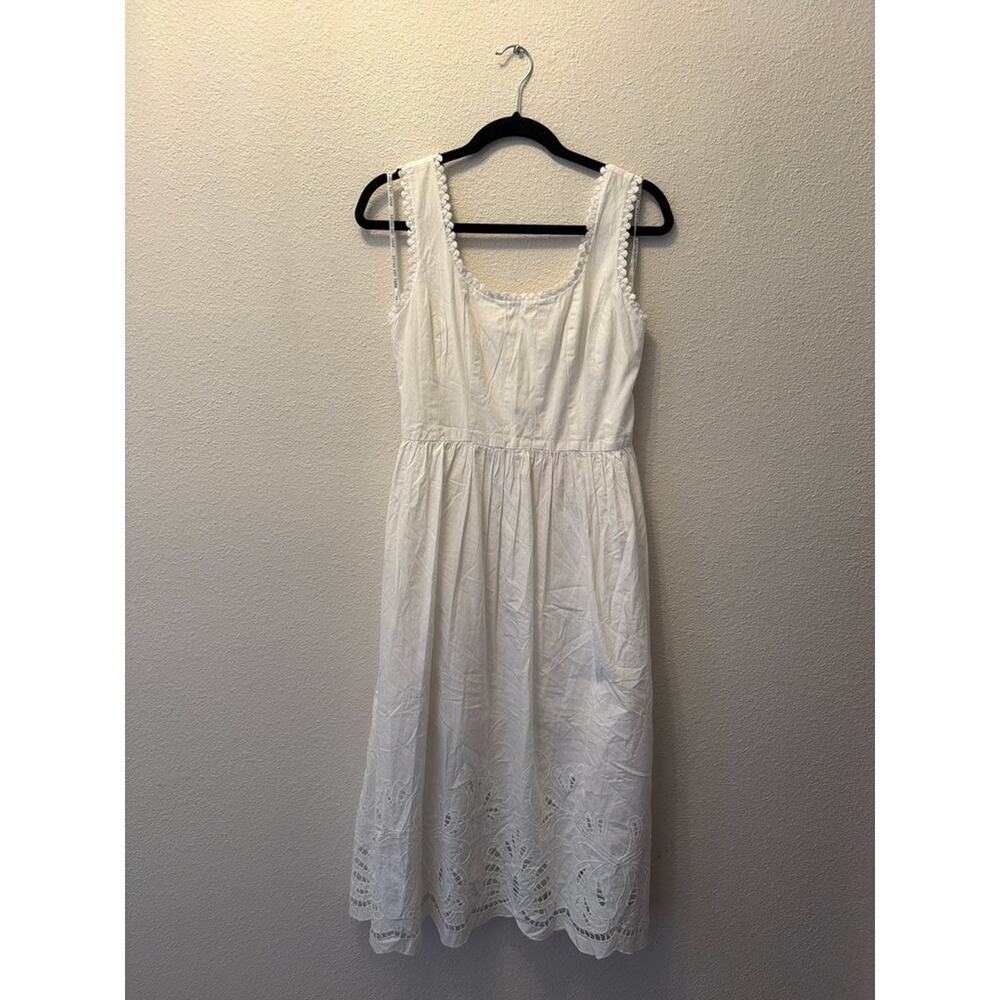 Avec Les Filles White Sleeveless Embroidered Dress - Size 6 - Picture 2 of 9